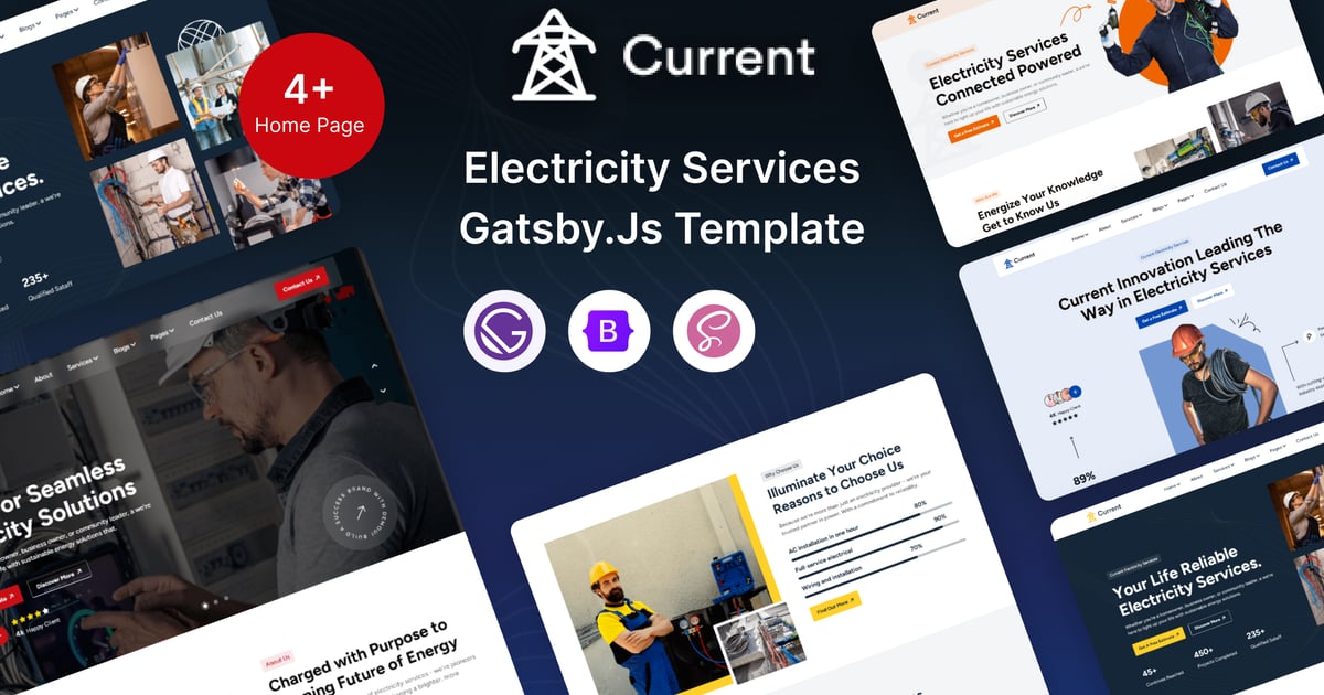 当前 – Gatsby.Js 电力服务模板