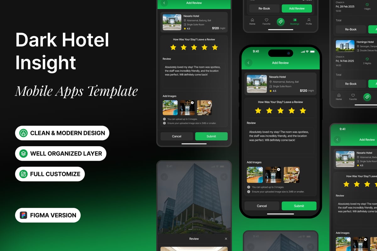 酒店评价 - 移动应用APP UI KIT (FIG)