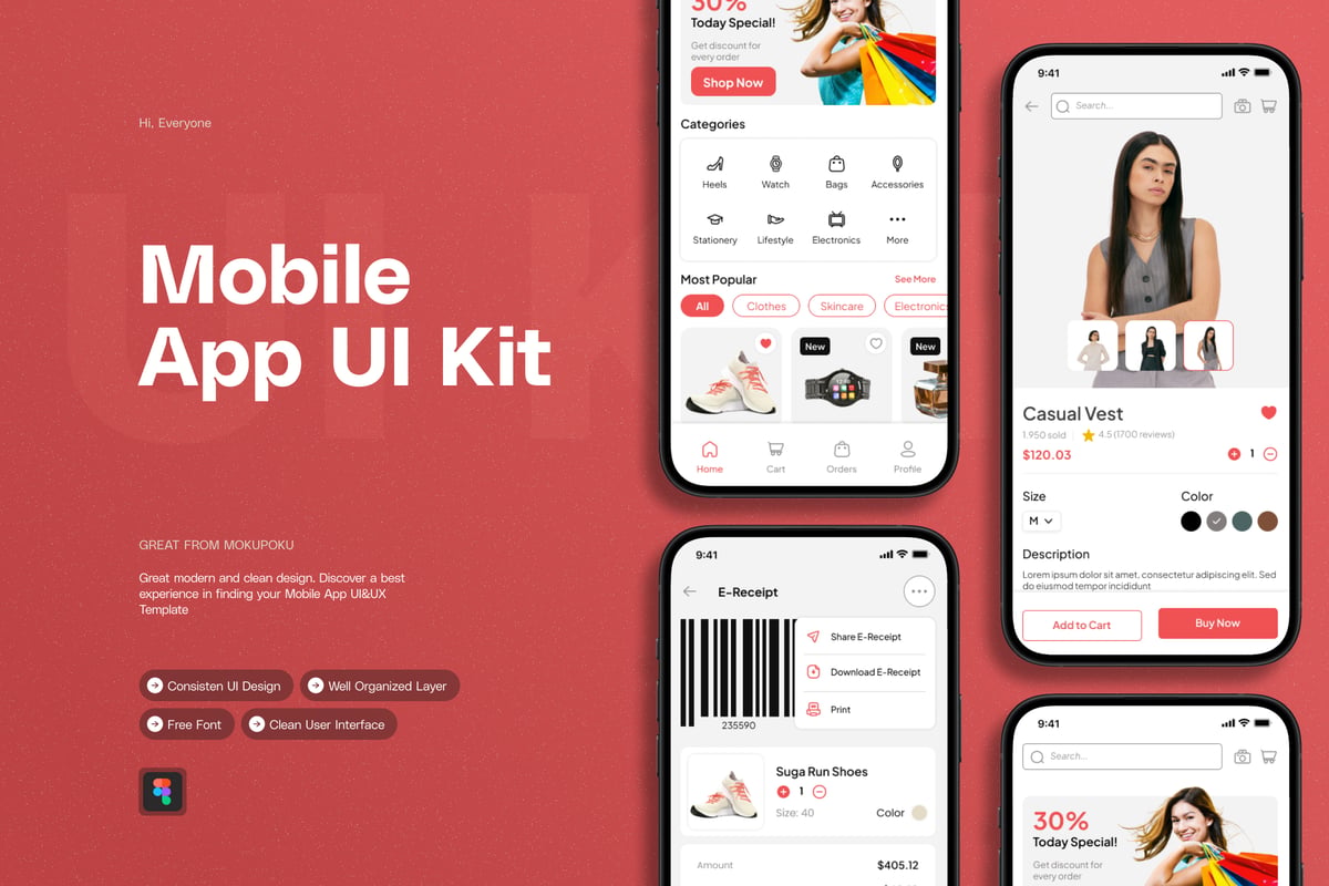 电子商务 - 移动应用APP UI kit (FIG)