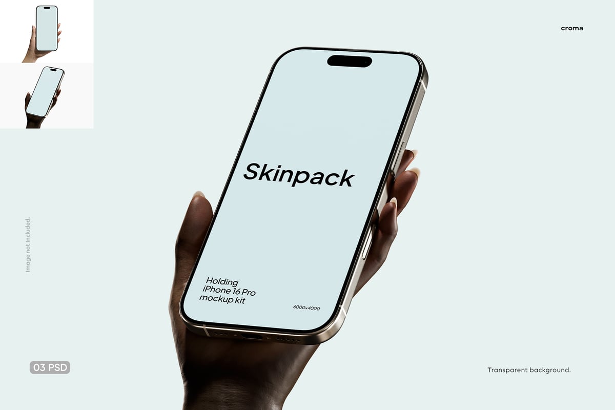 iPhone 16 Pro手机模型持有样机 (PSD)