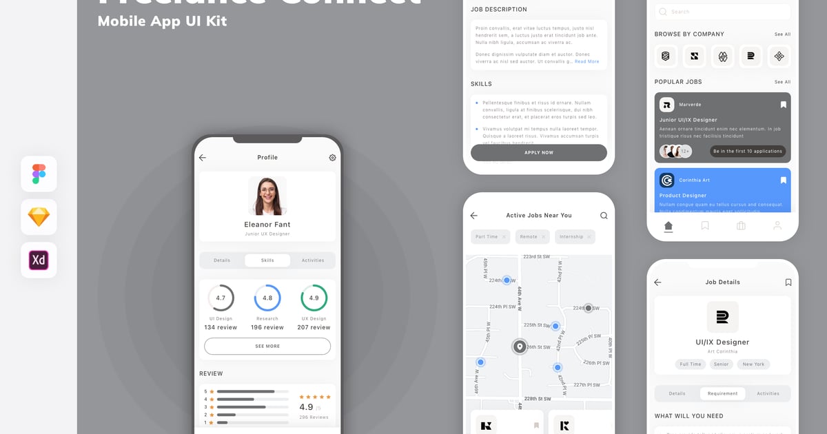 Freelance Connect 移动应用程序 UI 套件