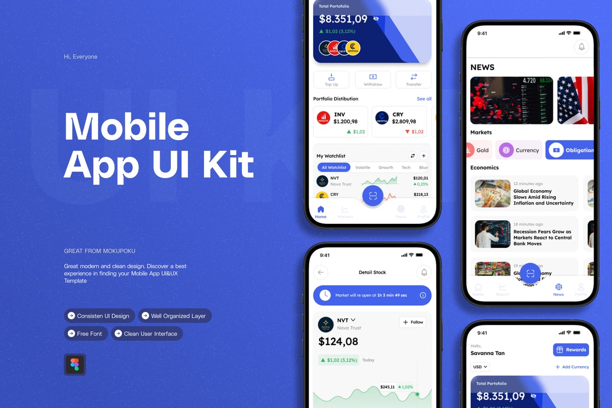 投资 - 移动应用 APP UI kit (FIG)