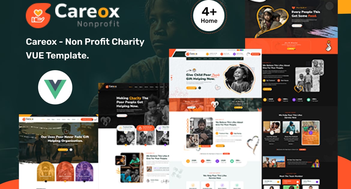 Careox – 非营利慈善机构 Vue Nuxt 模板