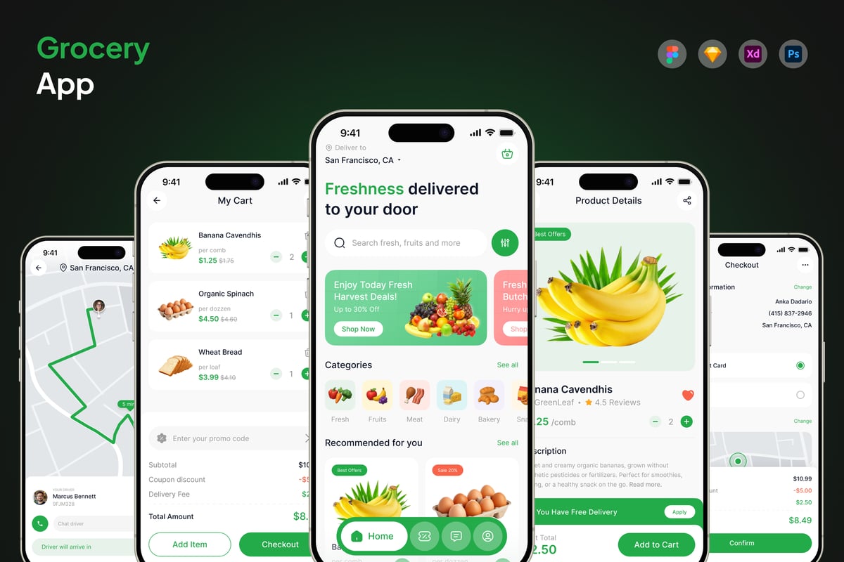 杂货应用APP UI KIT (FIG,SKETCH,PSD,XD)