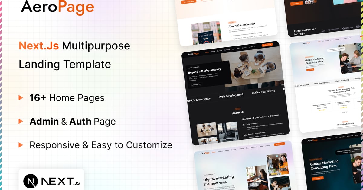 AeroPage – NextJs 多用途登陆页面主题