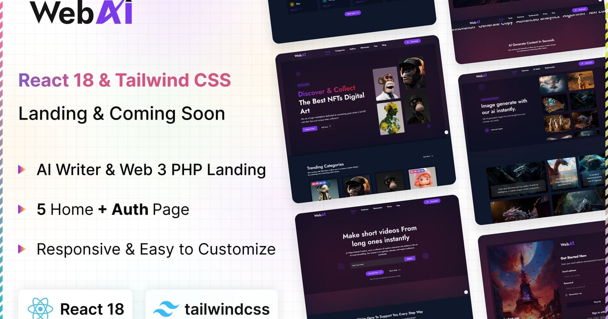 WebAi – AI 初创公司和技术 React Landing