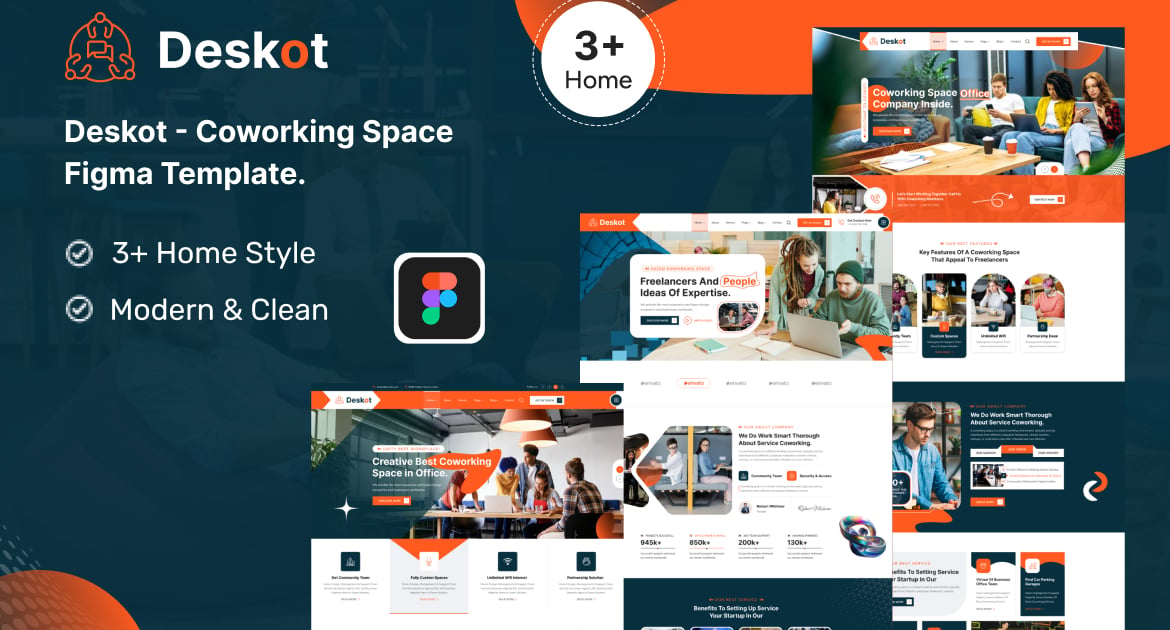 Deskot – 共享办公空间 Figma 模板