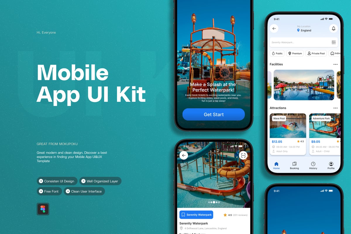 水上乐园预订 - 移动应用APP UI kit (FIG)