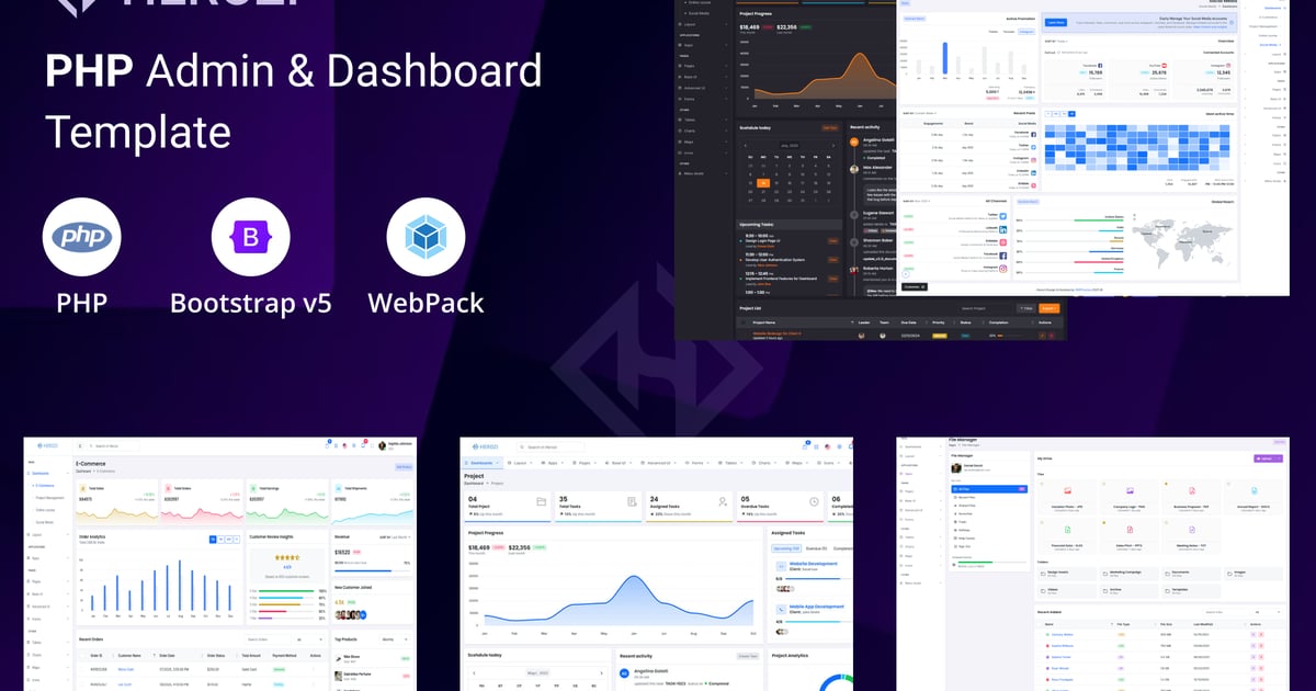 Herozi – PHP 管理及仪表盘模板