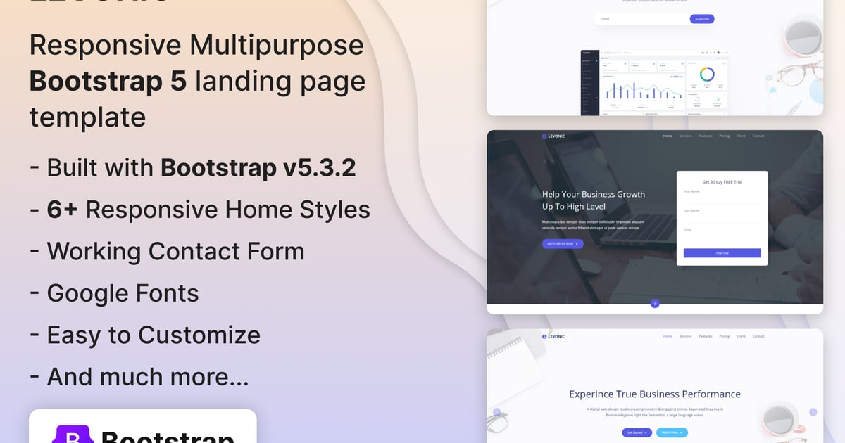 Levonic – Bootstrap 5 登陆页面模板