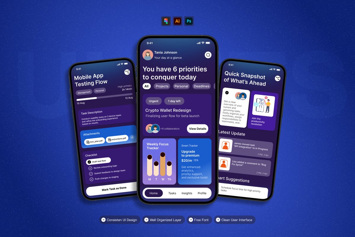 任务管理 - 移动应用APP UI KIT (AI,EPS,FIG)