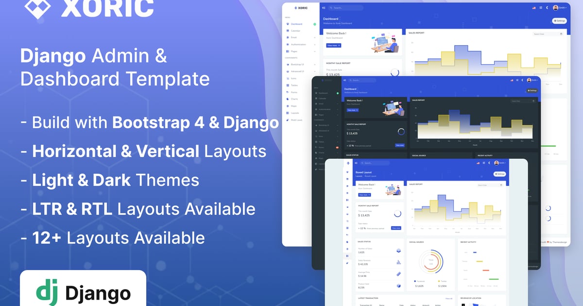 Xoric – Django 管理及仪表盘模板