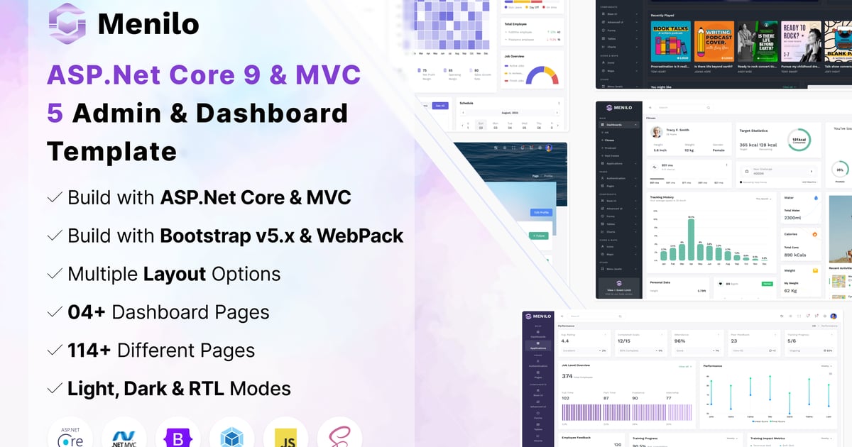Menilo – ASP.Net Core MVC 管理仪表板模板