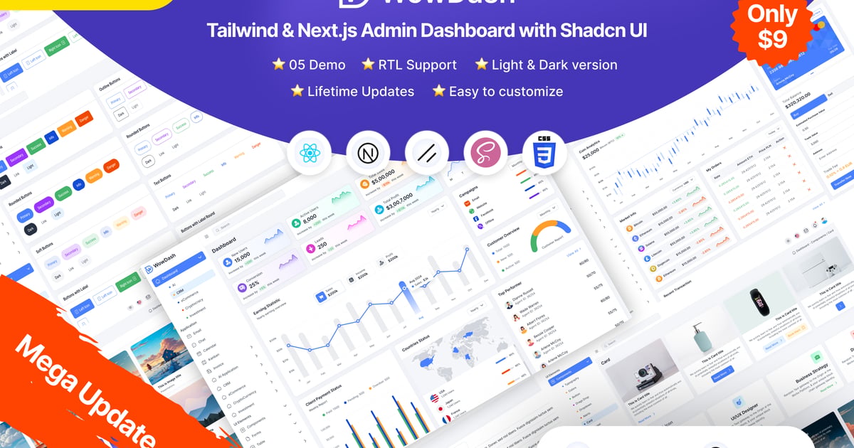 WowDash – Tailwind 和 Nextjs 管理仪表板 shadcn