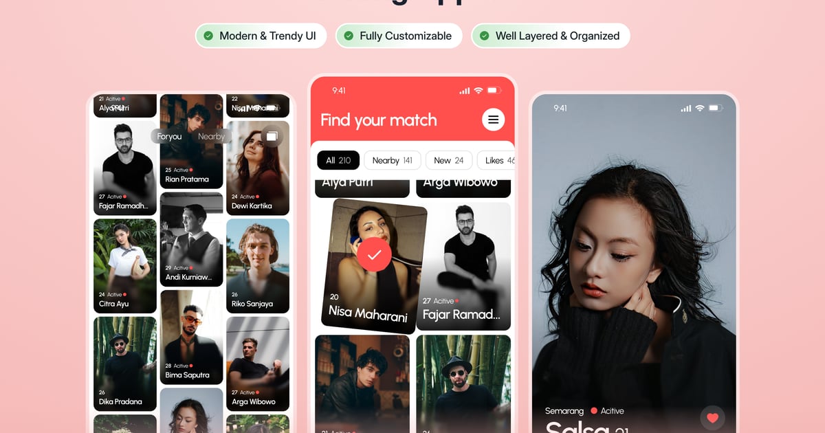 Menira – 约会应用程序用户界面