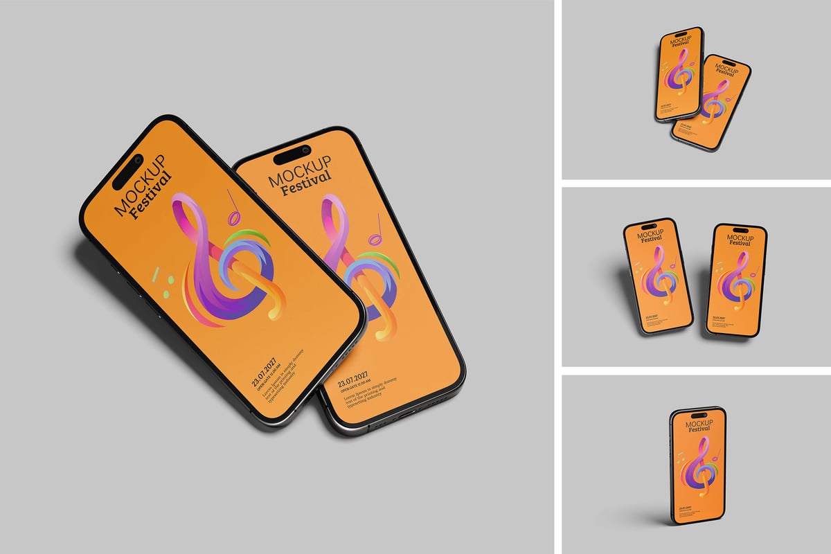 iPhone 15模型样机 (PSD,PDF)