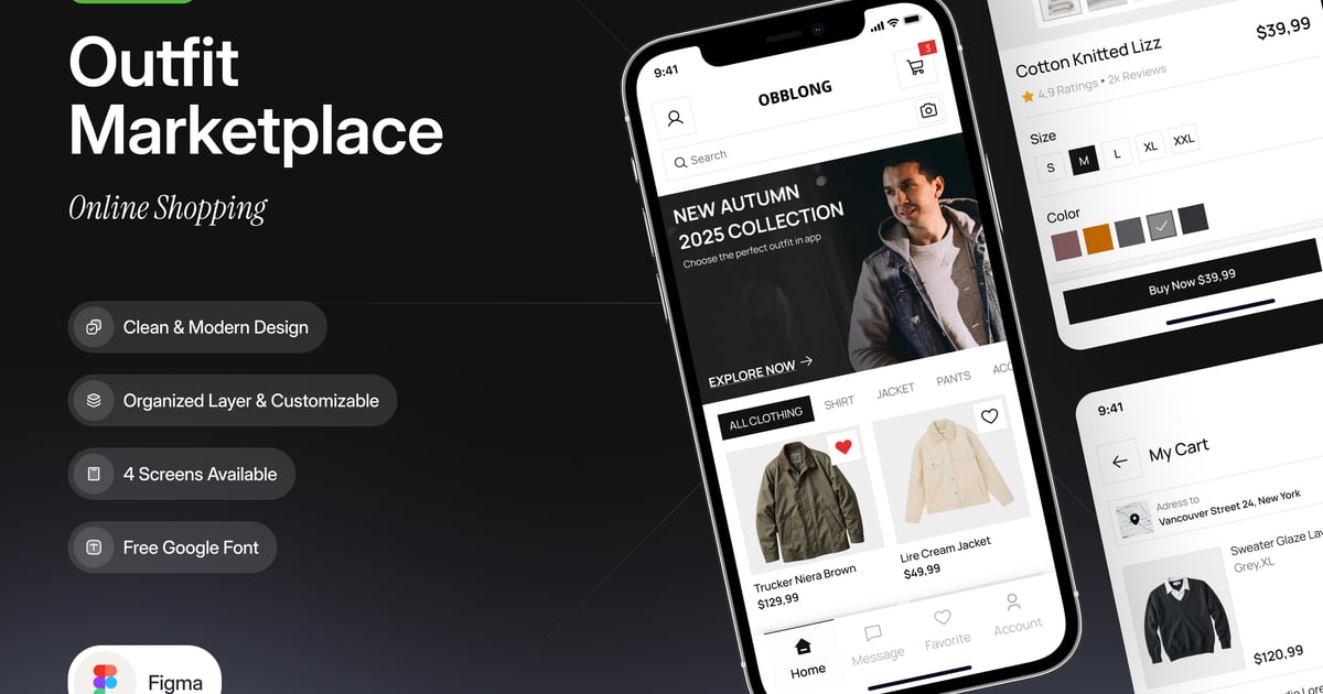 Outfit Marketplace 移动应用程序 UI 设计套件