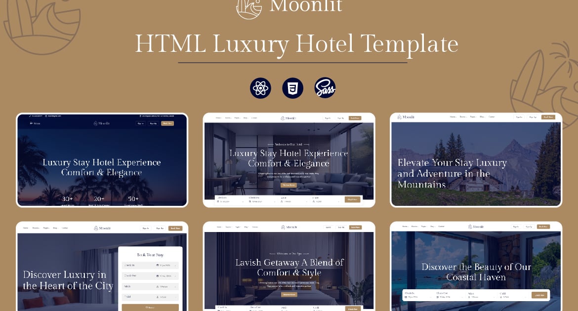Moonlit – React JS 酒店模板