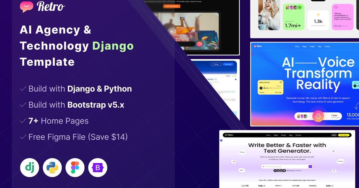 Retro – AI 机构和技术 Django 模板