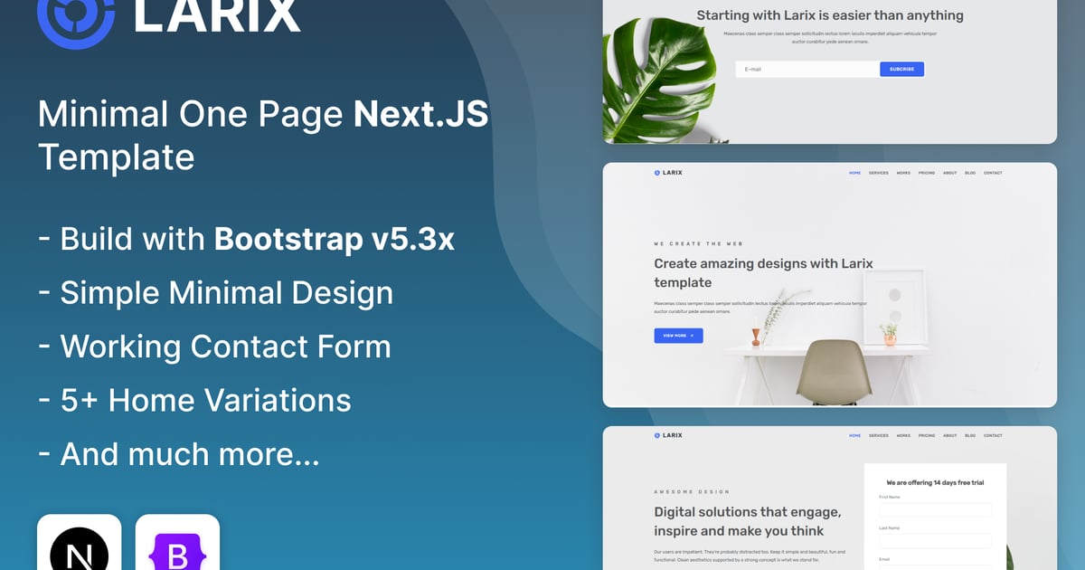 Larix – Next.Js 登陆页面模板