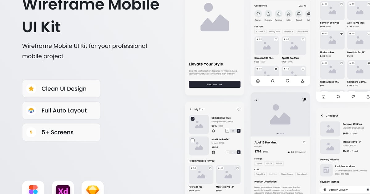 Comm – 移动线框 UI 套件