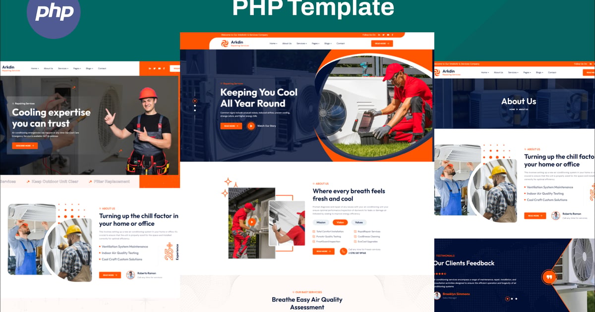 Arkdin – 空调服务 PHP 模板