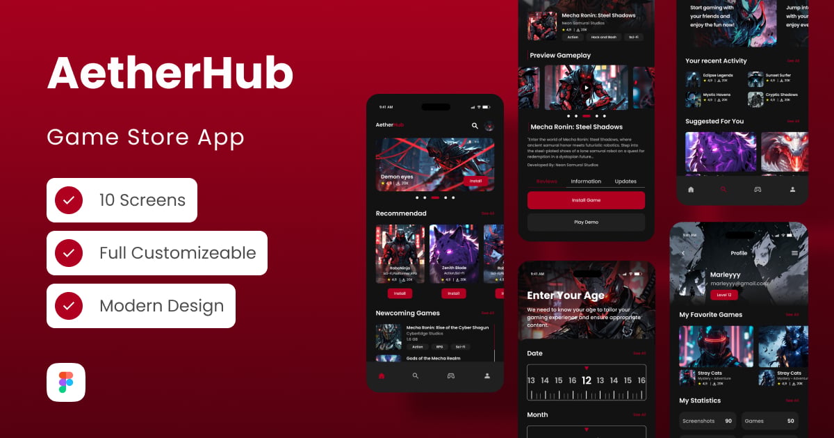 AetherHub – 游戏商店移动应用