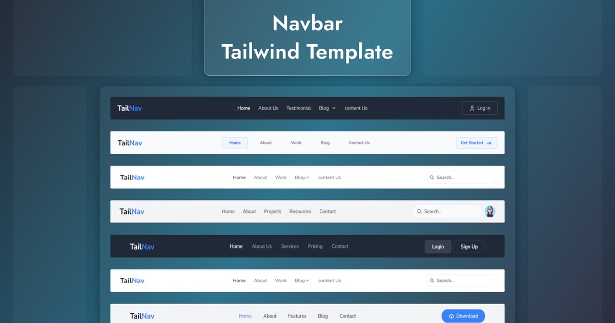TailNav – Tailwind CSS 3 导航栏 HTML