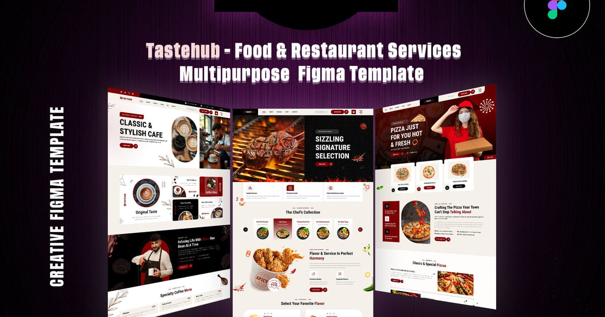 Tastehub – 食品和餐厅 Figma 模板