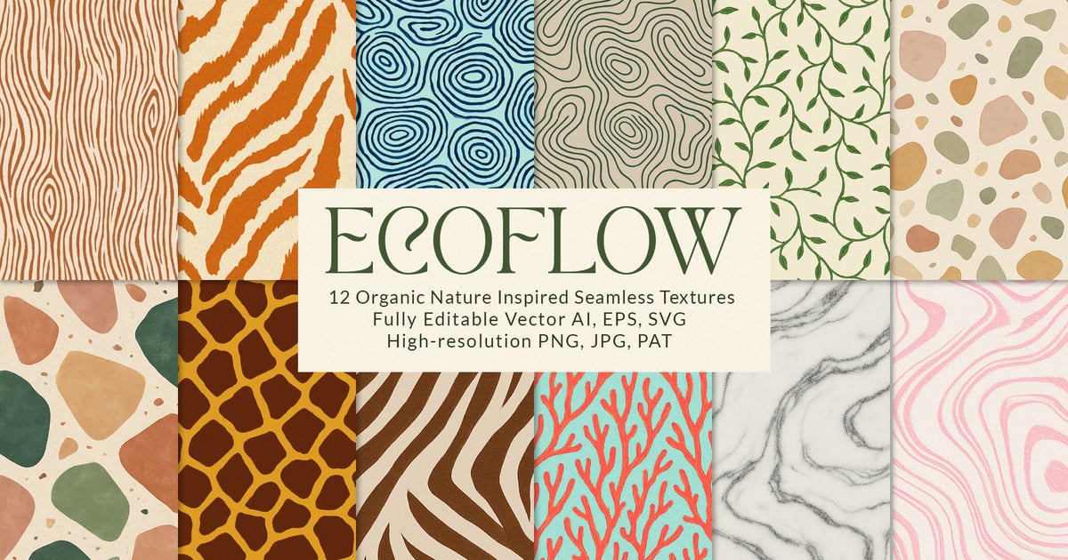 Eco Flow 12 种天然有机无缝图案