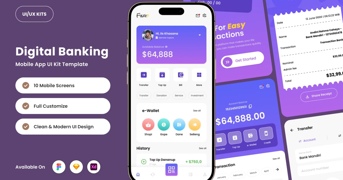 Fingo – 简洁的金融移动应用 UI 套件