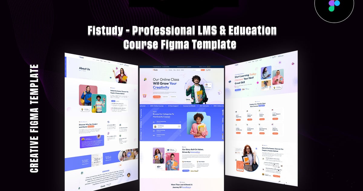 Fistudy – LMS 和教育课程 Figma 模板