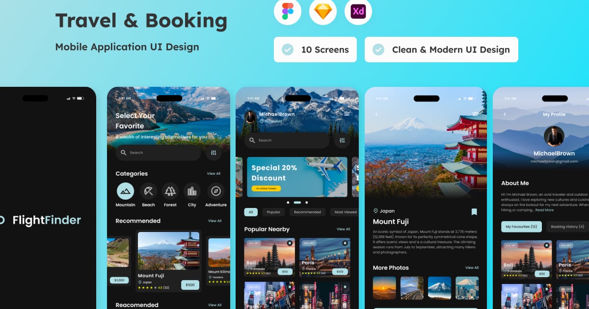FlightFinder – 旅行和预订移动应用程序