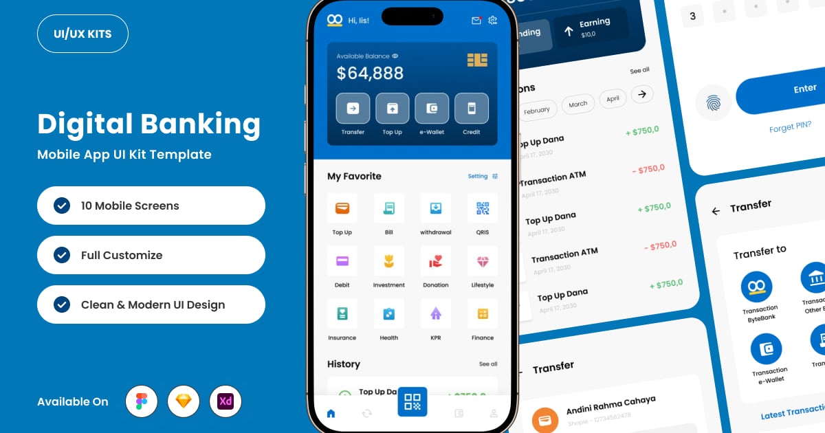 ByteBank – 创新的数字银行应用程序 UI 套件