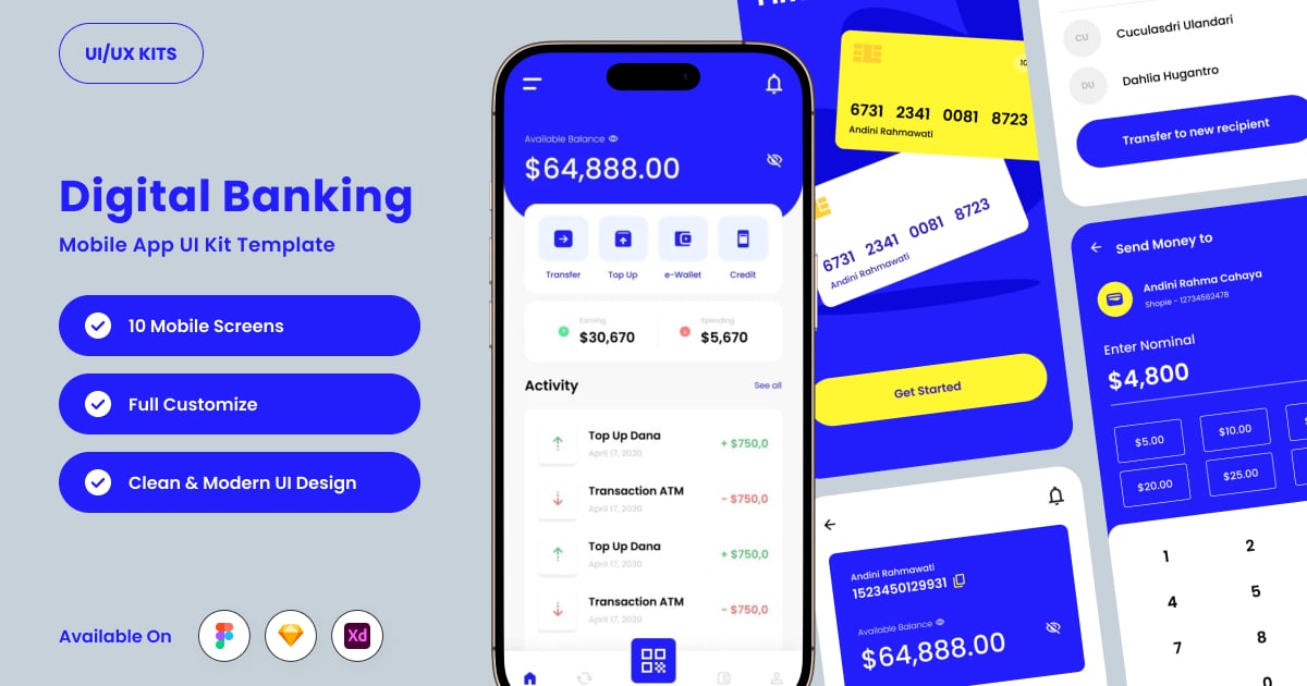 EzyPay – 高效的数字银行应用程序 UI 套件