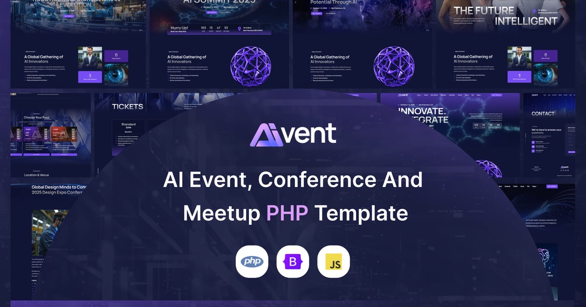 Aivent – AI 活动、会议、聚会 PHP 模板