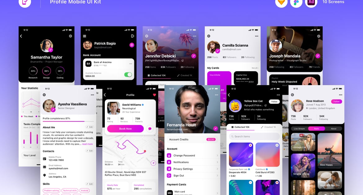 移动端 UI 套件Profile Mobile UI Kit