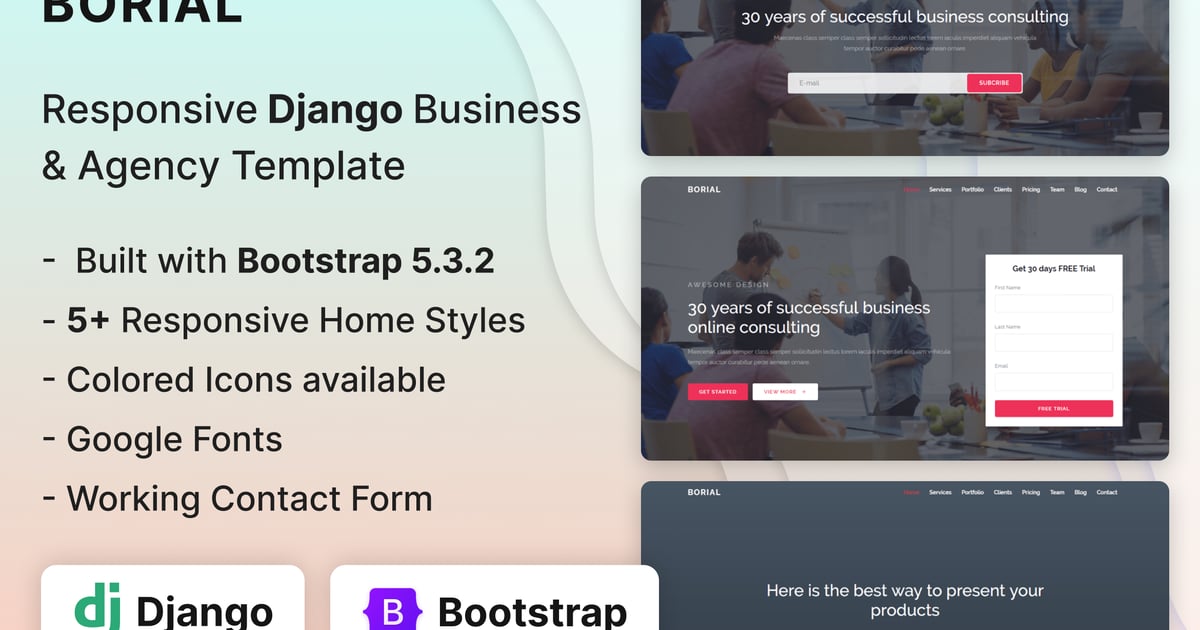 Borial – 商业和代理 Django 模板