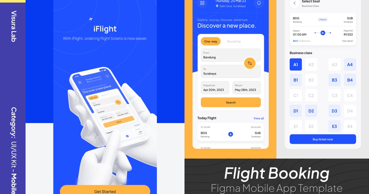 iFlight – 飞机预订 Figma 移动应用模板