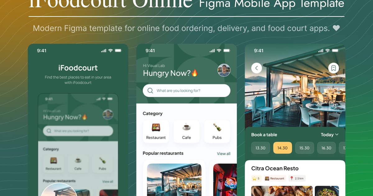 iFoodcourt 在线 Figma 移动应用模板