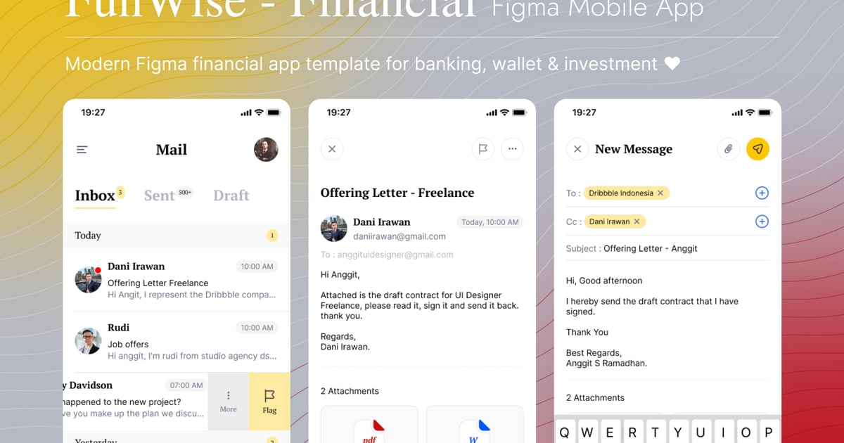 邮件阅读器 Figma 移动应用模板