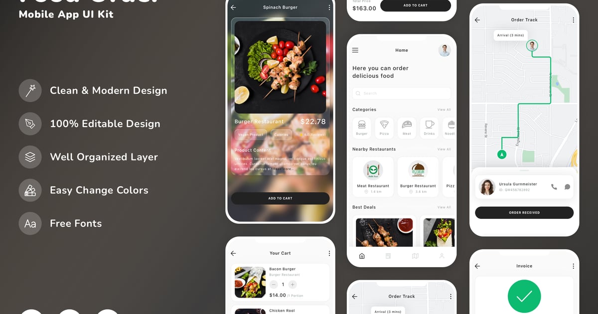 食品订购移动应用 UI 套件