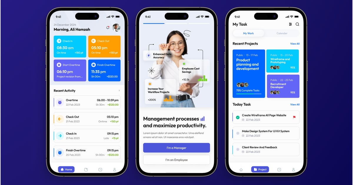 Flowise – 员工管理应用程序移动 UI 套件