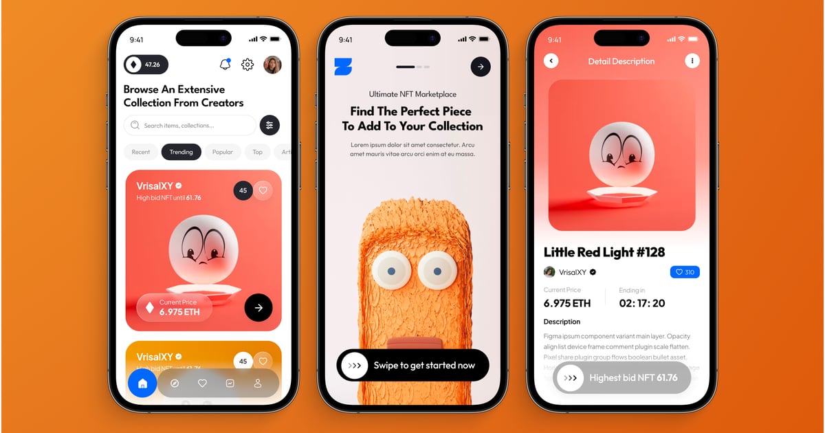 MetaNest – NFTs 市场应用移动 UI 套件
