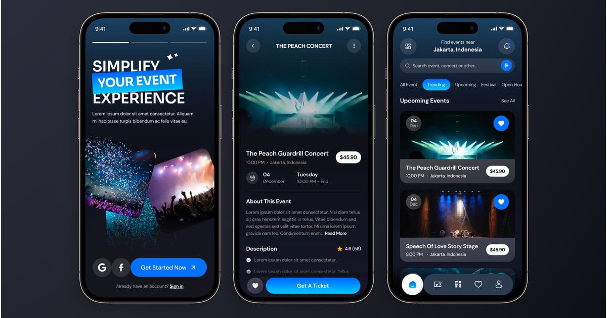 Feastival – 活动预订应用程序移动 UI 套件