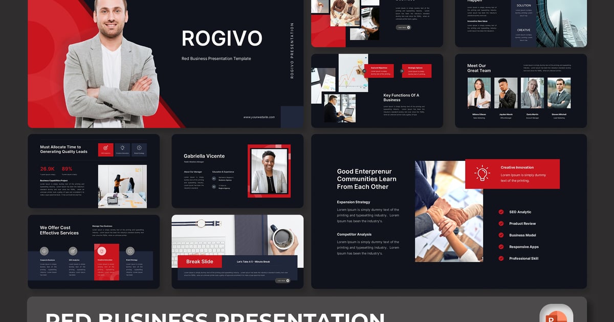 Rogive – 红色商务 PowerPoint 演示文稿