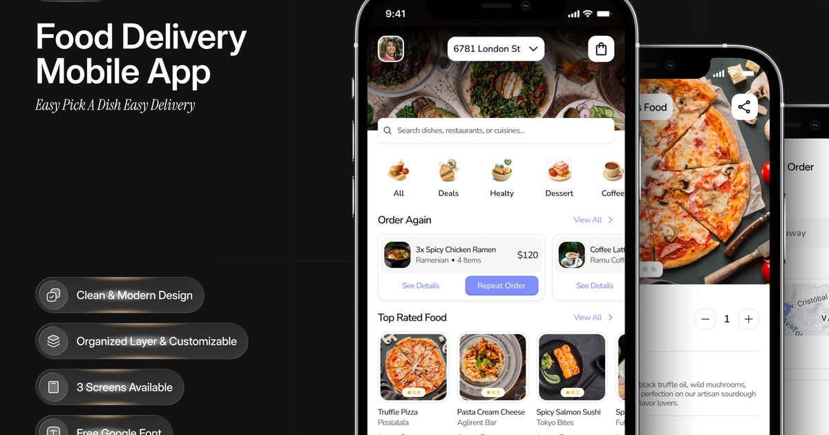 食品配送移动应用 UI 设计套件