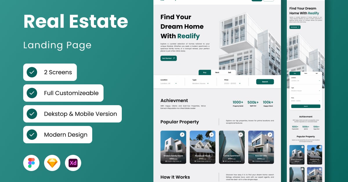 Realify – 房地产登陆页面