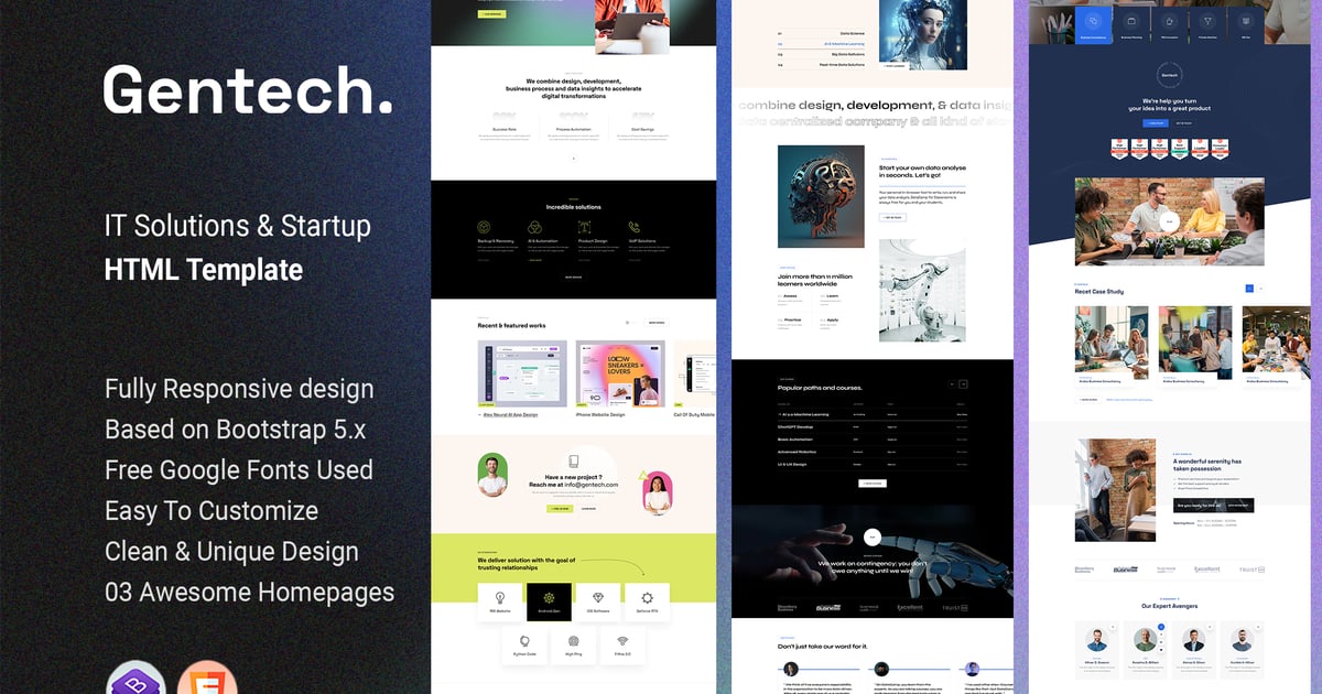 Gentech – IT 解决方案和初创 HTML 模板