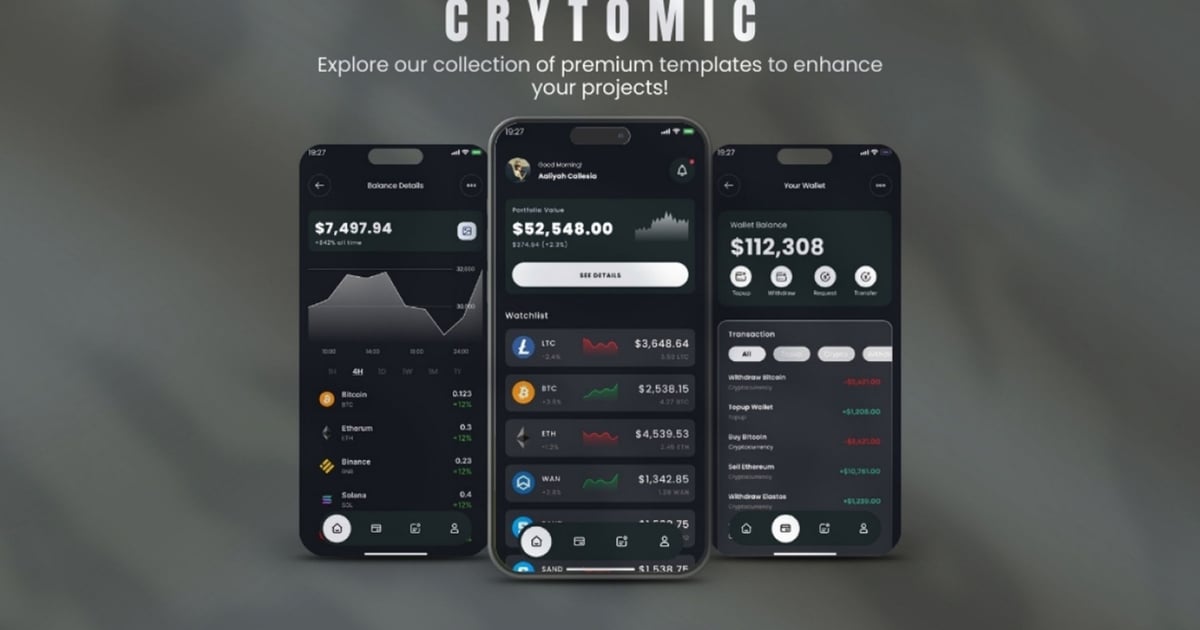 Crytomic – 加密钱包移动应用 UI 套件
